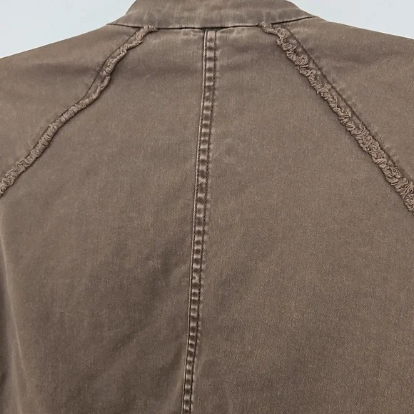 Free People Ruffle Hem Military Jacket- Olive Green -S - Picture 10 of 11